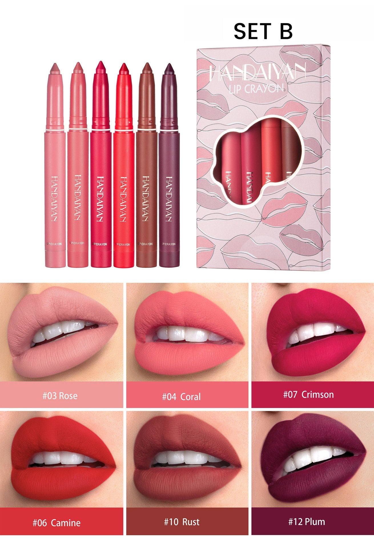 12 Color Rotating Sharpenable Matte Lipstick Pencils mysite