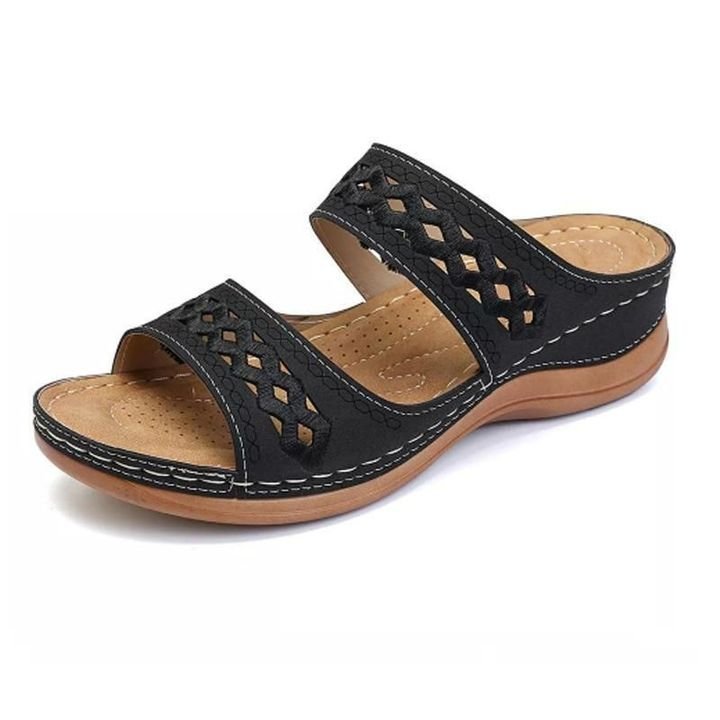Premium Orthopedic Leather Embroidery Arch-Support Women Soft footbed Sandals