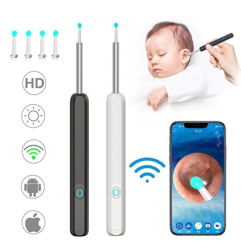 (🔥Last Day Promotion 50% OFF) Clean Earwax - Wi -Fi Visible Wax Elimination Spoon,USB 1080P HD Load Otoscope