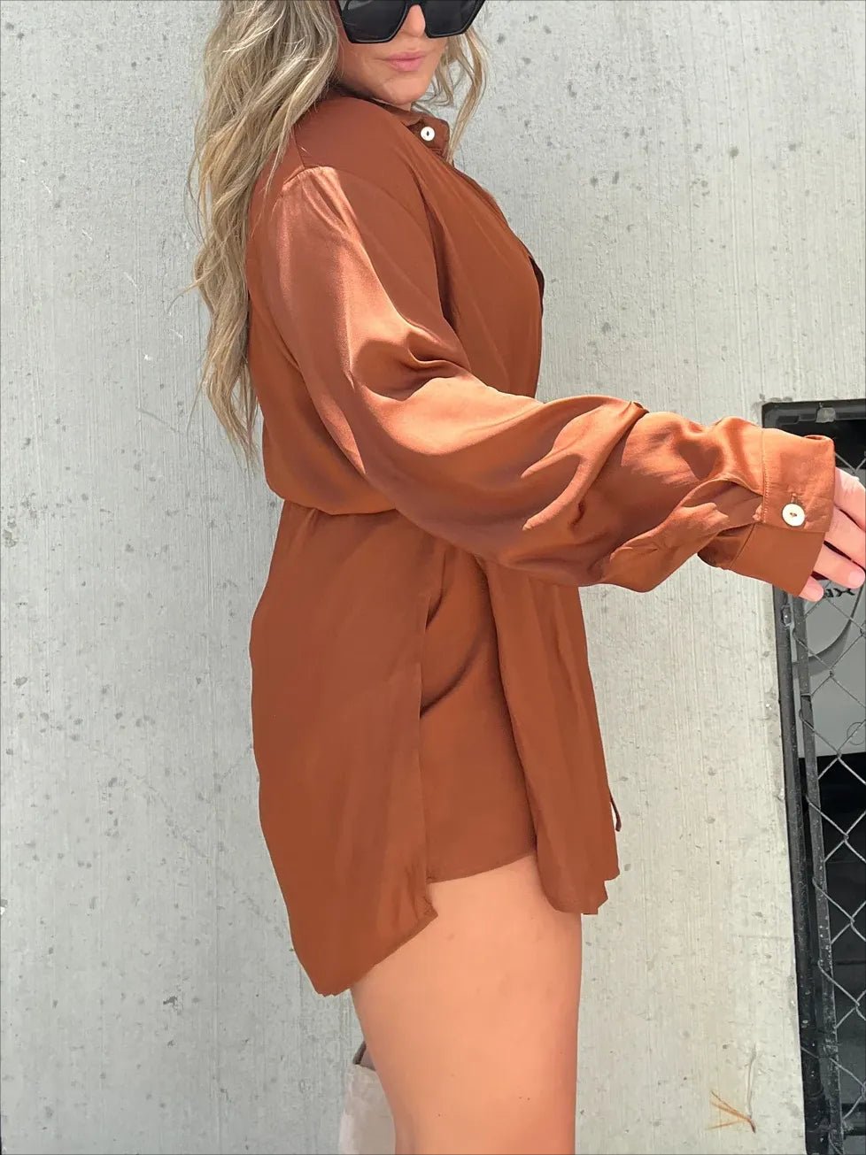 Women's Solid Color Long Sleeve Shirt Suit mysite