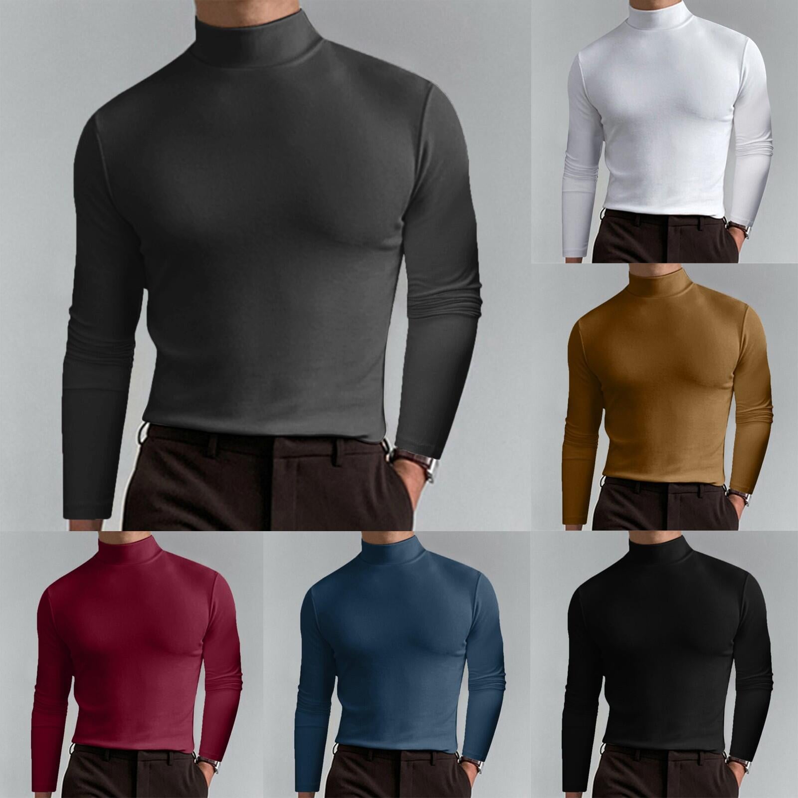 Mens High Neck Slim Fit Long Sleeve T-shirt mysite