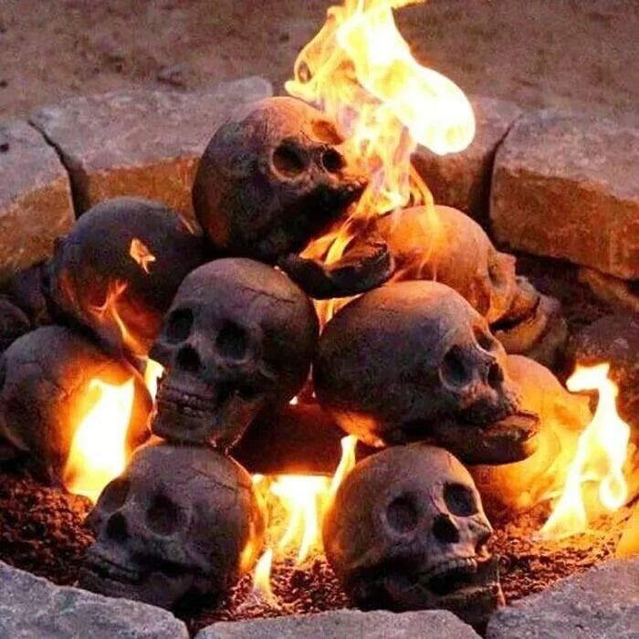 🔥Halloween Pre 🔥 Terrifying Human Skull Fire Pit💀 mysite