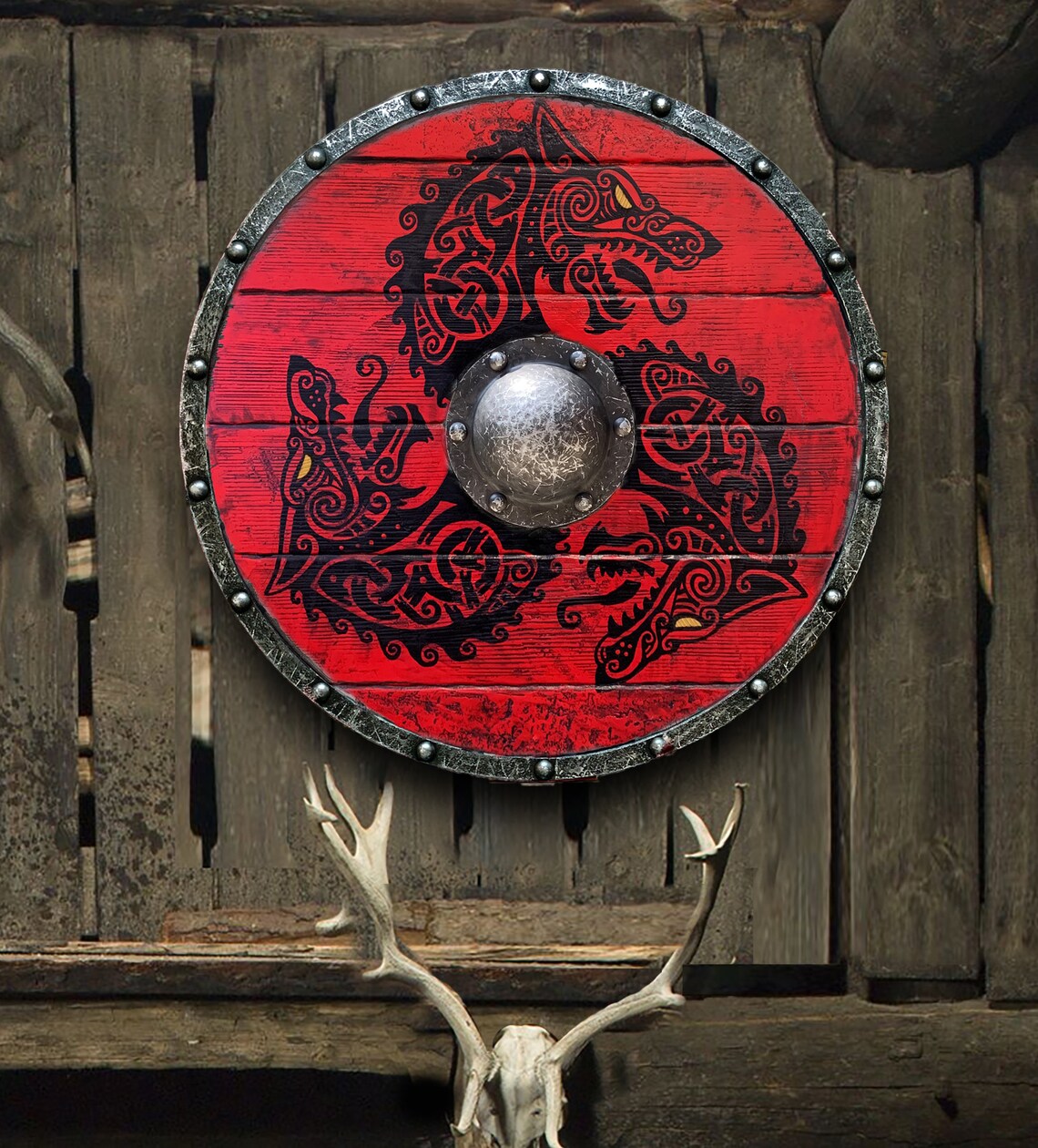 Eivor Valhalla Raven Battle Damaged Viking Wooden Shield 30CM