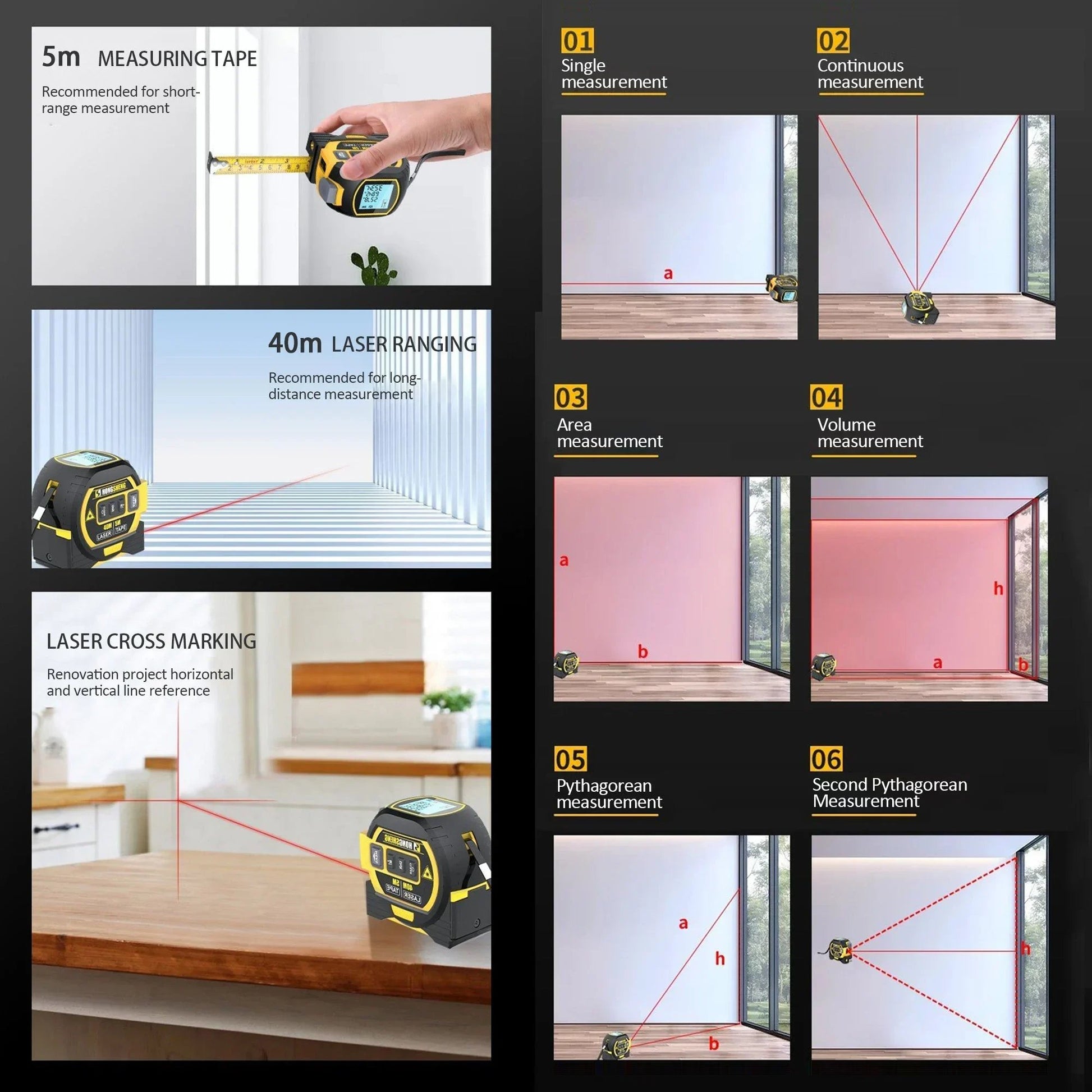 Made in Germany🎉Measurin Sight 3-In-1 Infrared Laser Tape Measuring mysite