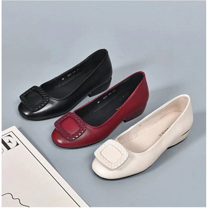 2023 soft surface comfortable thick heel round toe shoes mysite