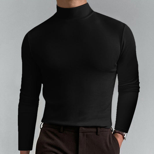 Mens High Neck Slim Fit Long Sleeve T-shirt mysite