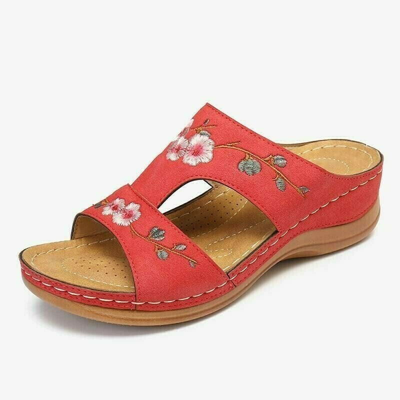 Flower Embroidered Vintage Comfy Wedges Sandals mysite