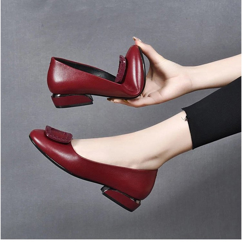 2023 soft surface comfortable thick heel round toe shoes mysite