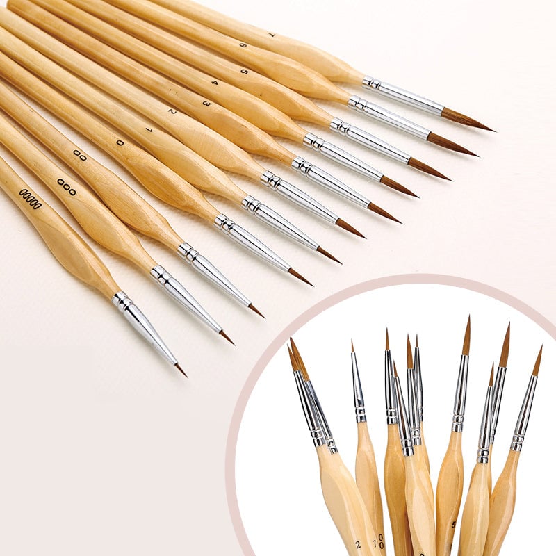 11 Pcs Miniature Detail Paint Brush Set – Uber7