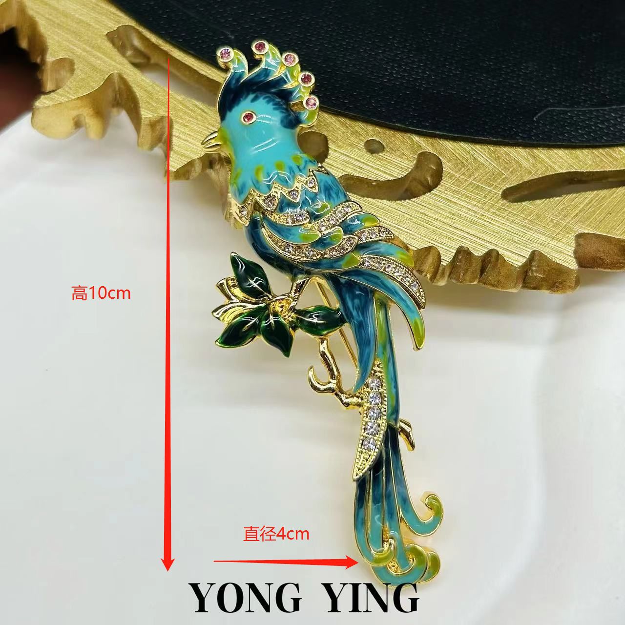 Gold-plated enamel parrot brooch