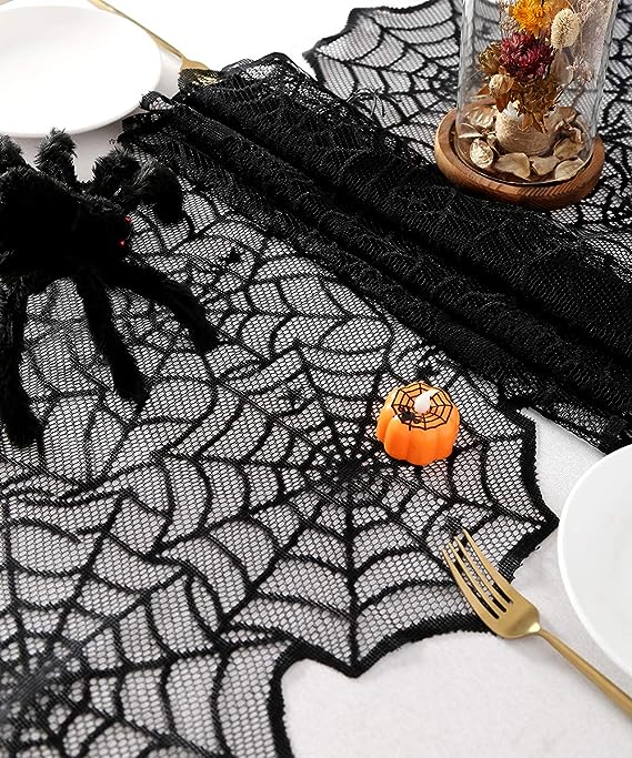 🔥Halloween Hot Sale -Halloween Decorations Black Lace Spiderweb Fireplace Mantle mysite