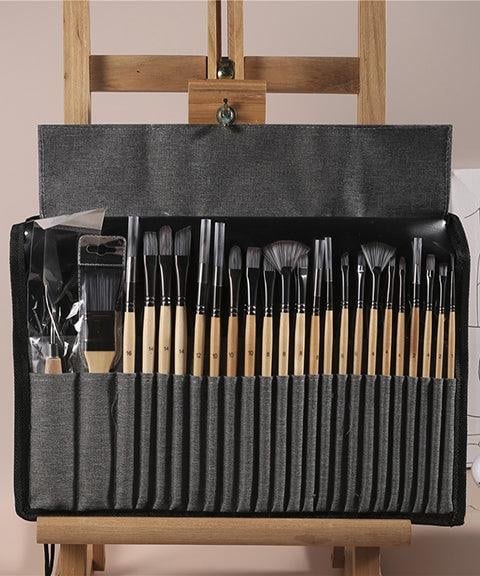 Professional Art Brush With Natural Wood Handles Set Of 24 mysite