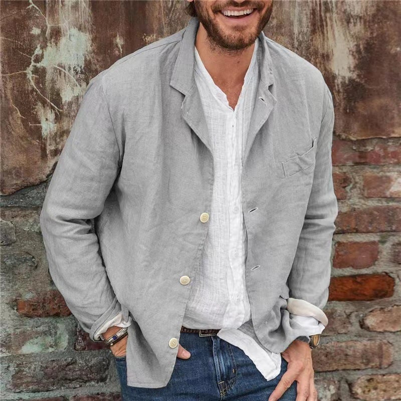 Men's Cotton Linen Loose Casual Coat - Buy two and get free shipping!