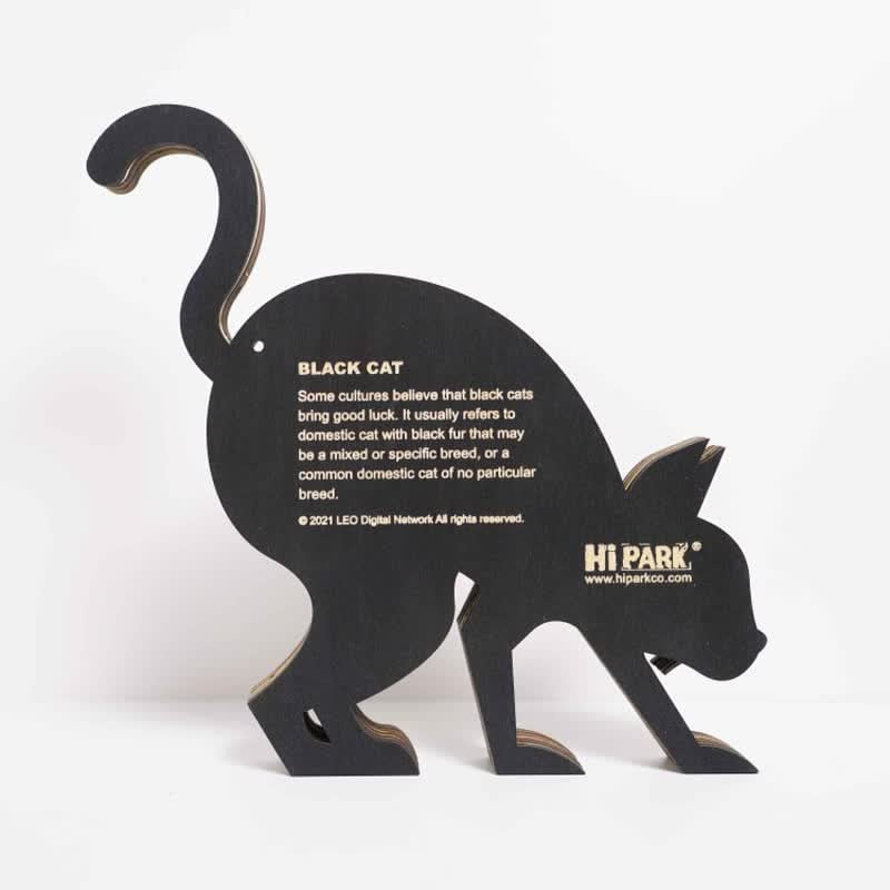 Animals Wooden Crafts Halloween Black Cat 3D Wall Statue Freestanding Art Decor mysite