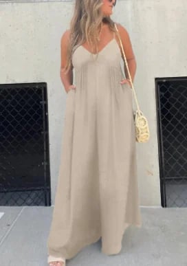 🔥V-Neck Effortless Wide Leg Jumpsuit mysite