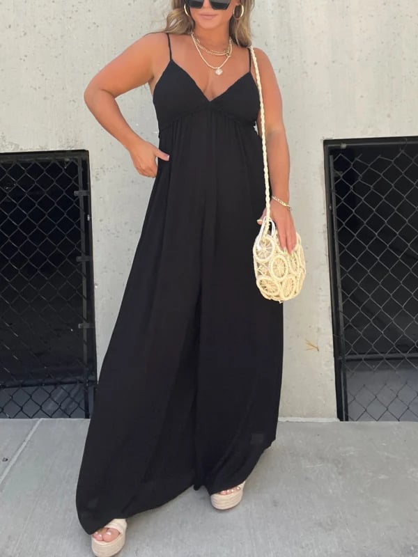 🔥V-Neck Effortless Wide Leg Jumpsuit mysite