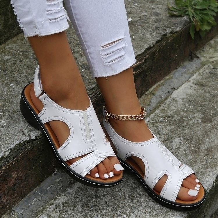 2022 New Fashion Casual Leather Wedge Sandals