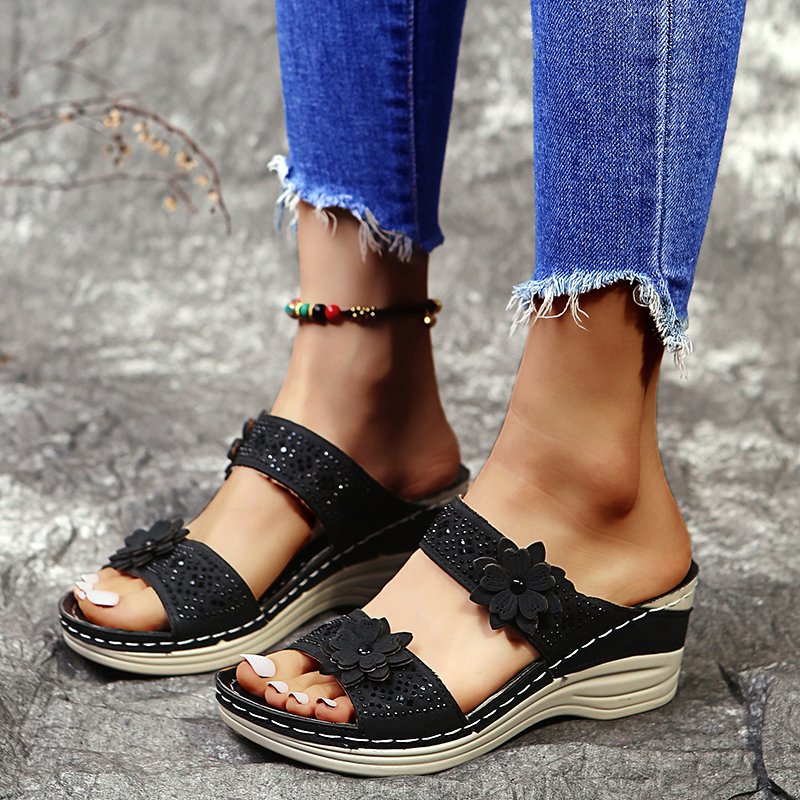 Women's Soft Footbed Orthopedic Arch-Support Floral Wedge Sandal mysite