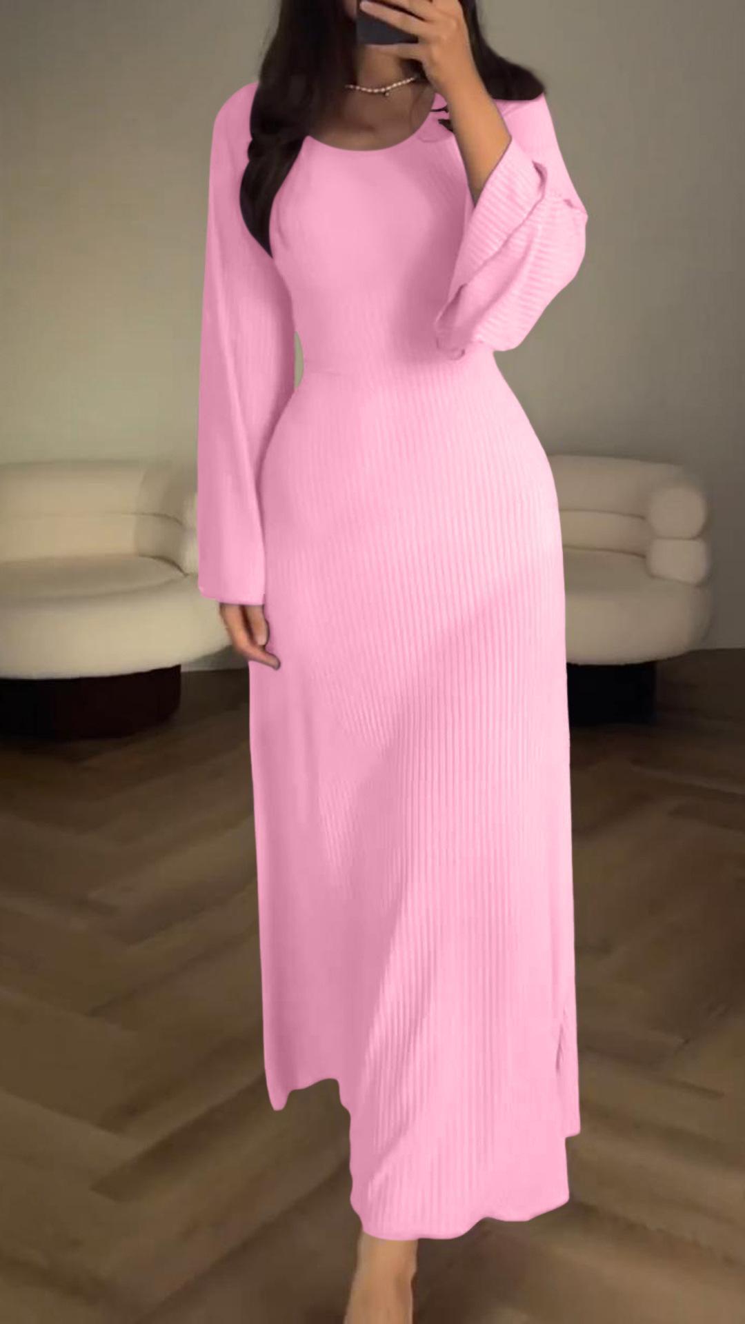 Elegant tie-waist knitted dress