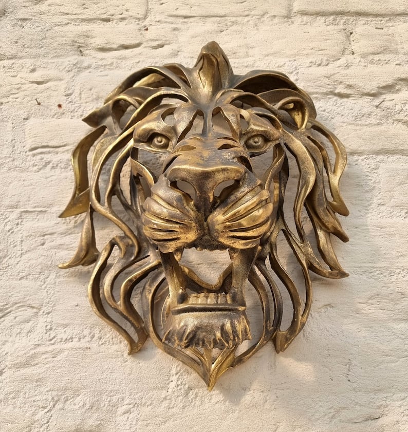 🦁Rare Find-Large Lion Head Wall Mounted Art Sculpture🎁 mysite