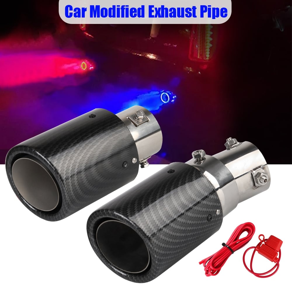 🚗LED Flaming Luminous Universal Car Modified Carbon Fiber Tail pipes💥 mysite