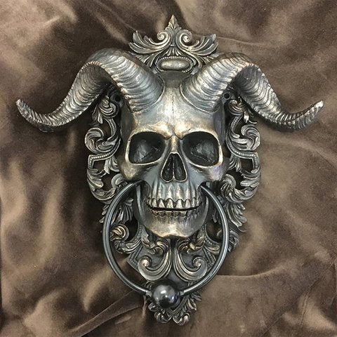 Baphomet Horned God Skull Hanging Door Knocker