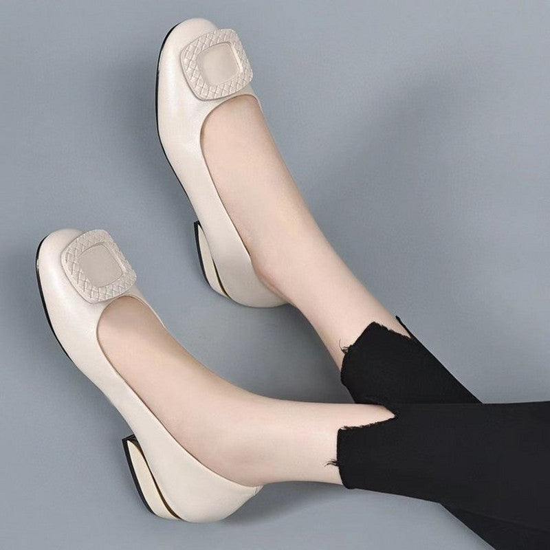 2023 soft surface comfortable thick heel round toe shoes mysite