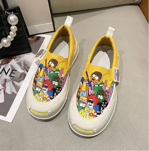 Thick-soled Slip-on Graffiti Canvas Casual Shoes mysite